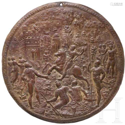 Hans Jamnitzer - a bronze plaque with Minos and Scylla, Nure...