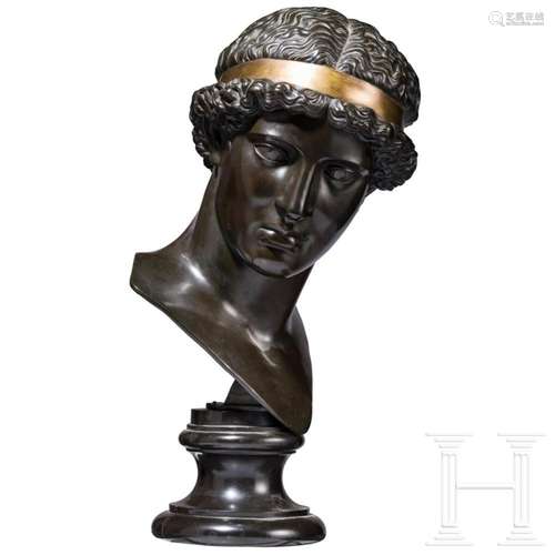 A bronze bust showing Apollo, Rome, Giovanni Nisini, late 19...