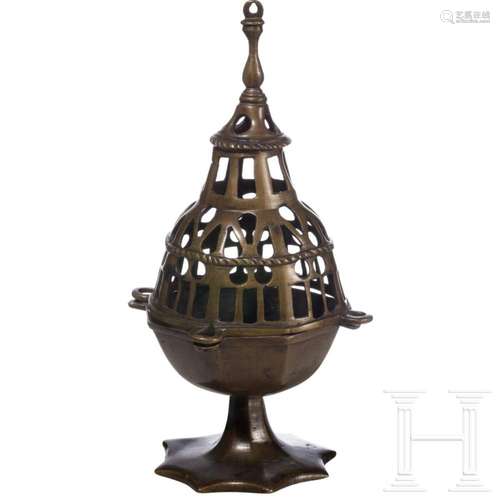 A Flemish bronze censer, 15th century