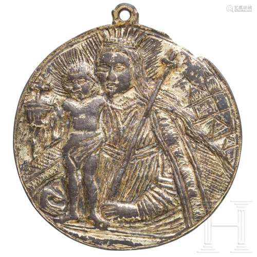 A Flemish pendant with depiction of the Mother of God and St...