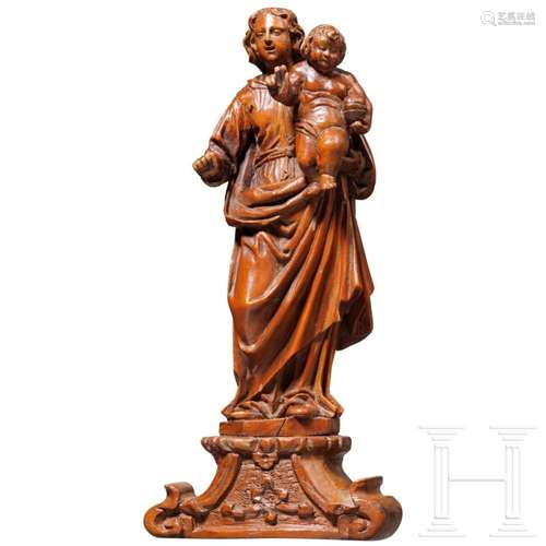 A German/Flemish boxwood-figure of Mary with child, 17th cen...