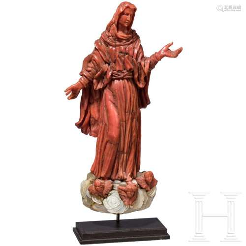 An Italian red-coral Mother of God (Immaculate Virgin), Trap...