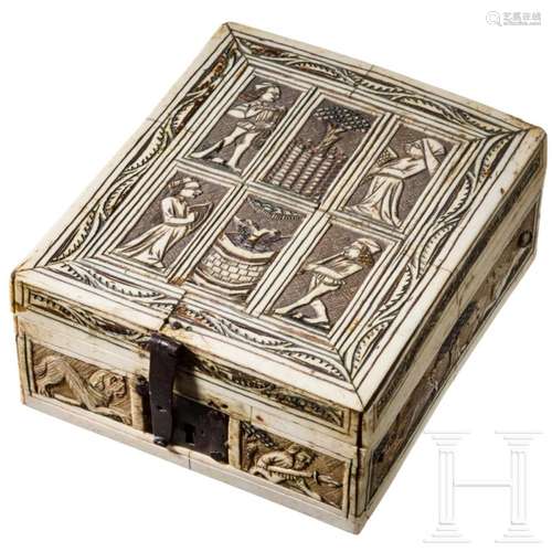 A significant Dutch bone-inlaid wooden casket (Minnekästchen...