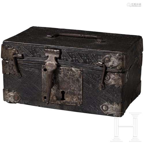 A French leather-covered casket, Louis XIII style, 1st half ...