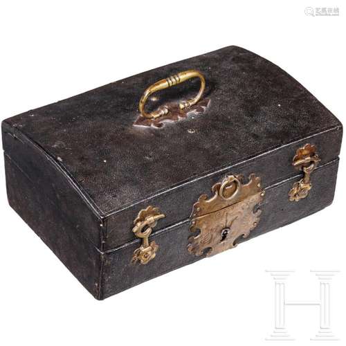 A Flemish leather casket, circa 1680