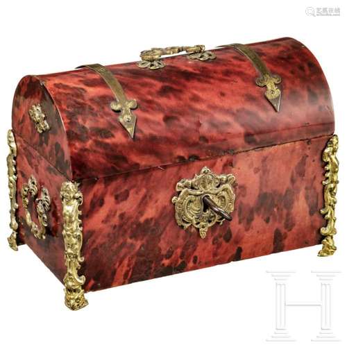 A French tortoiseshell casket with gilt mounts, 17th century