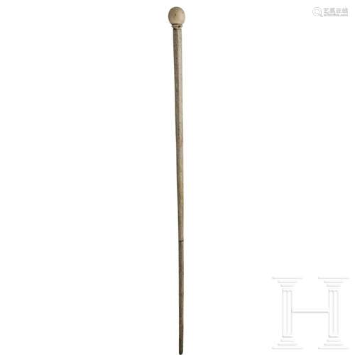 A US-American walking cane carved of whalebone, whale hunter...