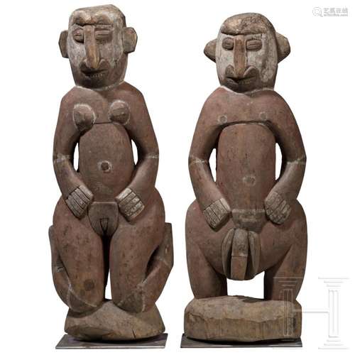 A pair of Papua New Guinean ancestor figures of the Wosera t...