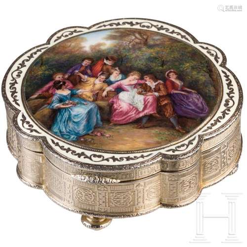 A silver-gilt and enamelled box, probably French, circa 1900