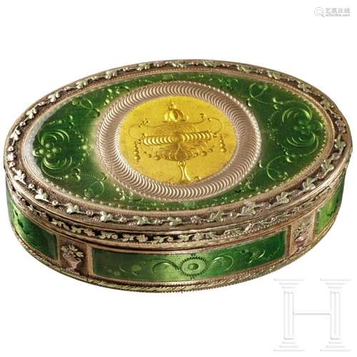 A Swiss gold and guilloché-enamel snuff box, Guidon, Remond,...