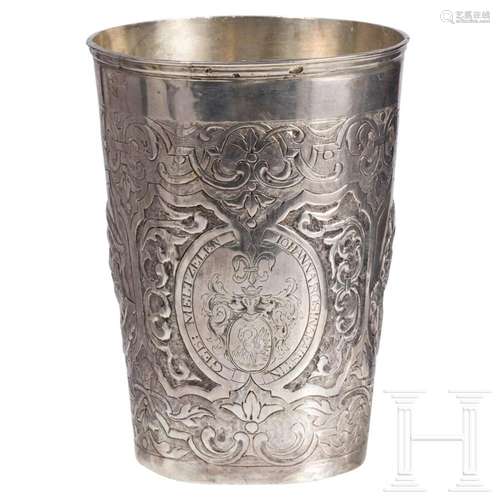 A German partially gilt silver beaker, 19th century