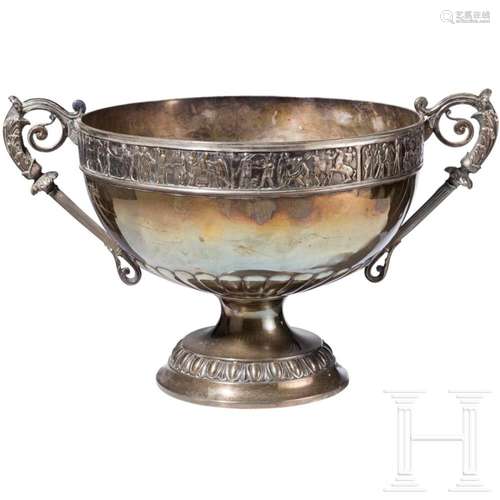 A large silver bowl with figural scenes, Birmingham, Elkingt...