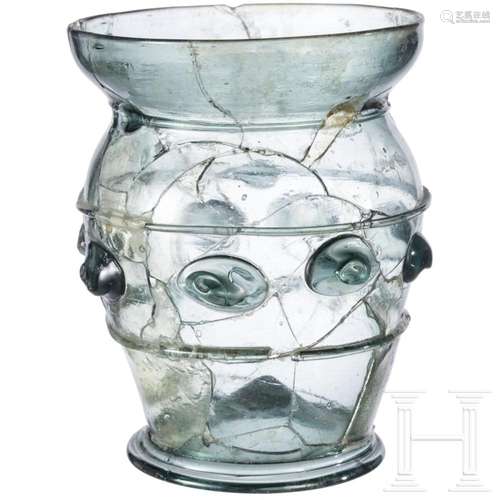 A German prunted glass beaker, circa 1500