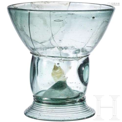 A German glass roemer with prunts, circa 1600