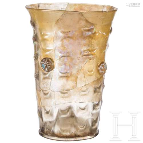 A large German or Dutch glass beaker, 17th century