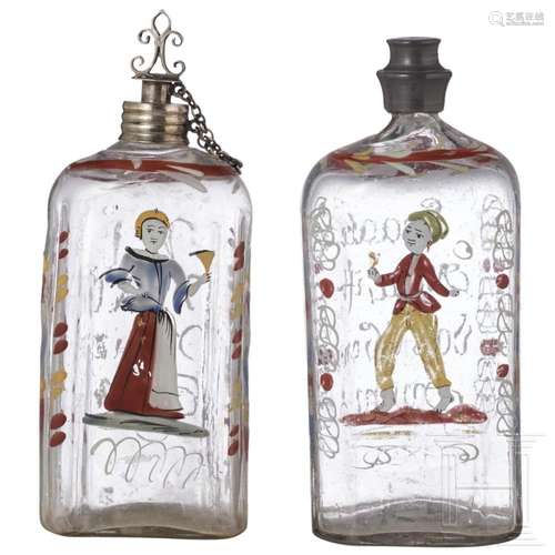 Two German enamelled glass bottles, late 18th century