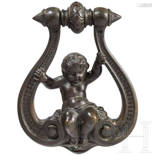 A large Italian bronze doorknocker, 17th century