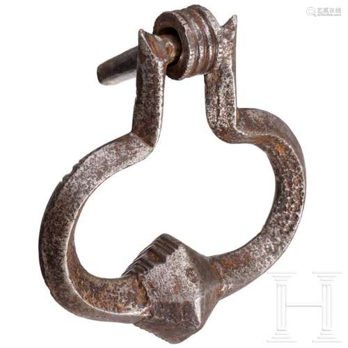 A large Italian iron doorknocker, 17th century