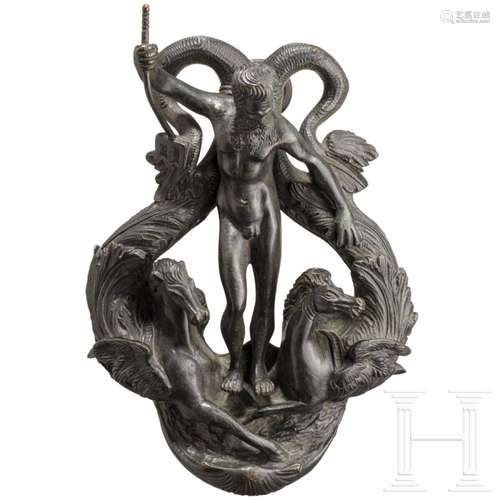 An Italian bronze door knocker with figure of Neptune, from ...