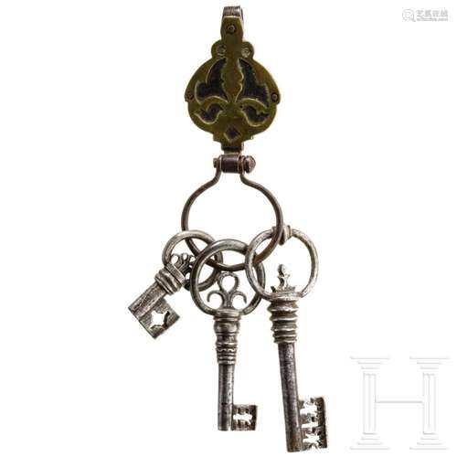 A German keychain with belt hook, circa 1700