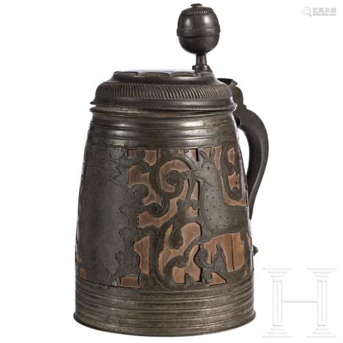 A pewter-mounted jug ("Daubenkrug"), Kulmbach, Geo...