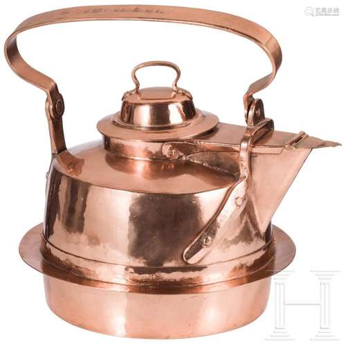 A large copper water kettle, Royal House of Hanover, mid-19t...