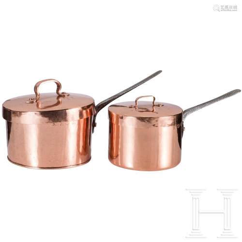 Two copper pots, Royal House of Hanover, mid-19th century