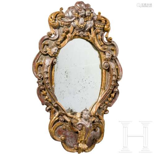 A fine South German Baroque mirror with carved frame, circa ...