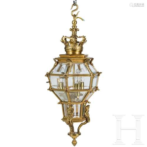 A German brass-mounted lantern, 19th century