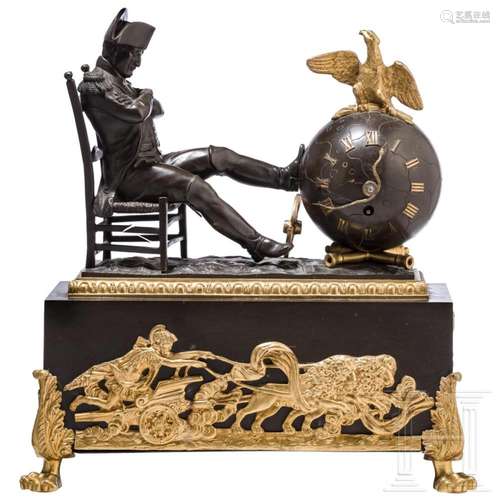 A French bronze mantel clock with seated Napoleon, 2nd half ...