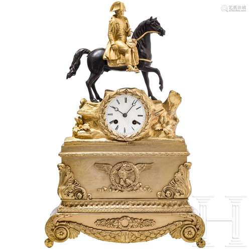 A French mantel clock with Napoleon crossing the Alps, 19th ...