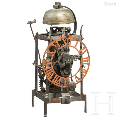 A South German or Swiss late Gothic mechanical iron clock, 1...