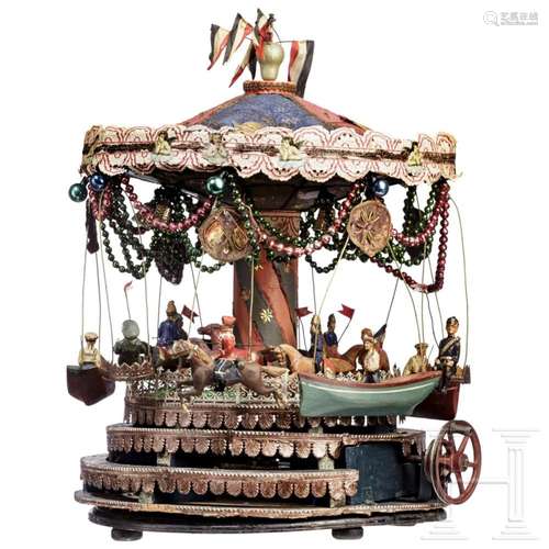 A large carousel with Elastolin figures of World War I soldi...