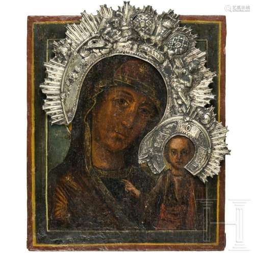 A Russian icon showing the Kazanskaya Mother of God, 18th ce...