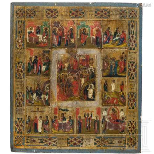 A Russian feast icon, late 19th century