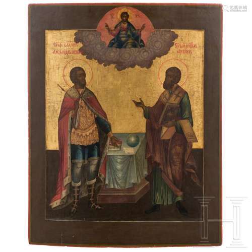 A monumental Russian dated icon showing Saint Aleksandr Nevs...