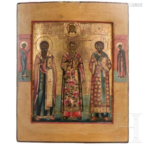 A large Russian icon showing the three Hierarchs, 19th centu...