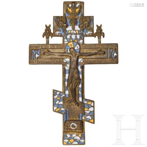 A Russian bronze crucifix, modern