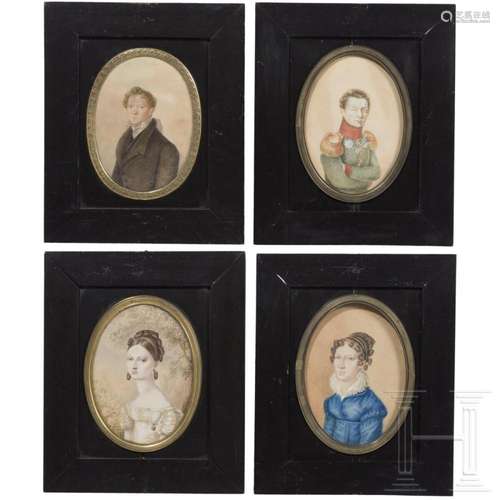 Four portraits of nobility from the Baltic states, circa 182...