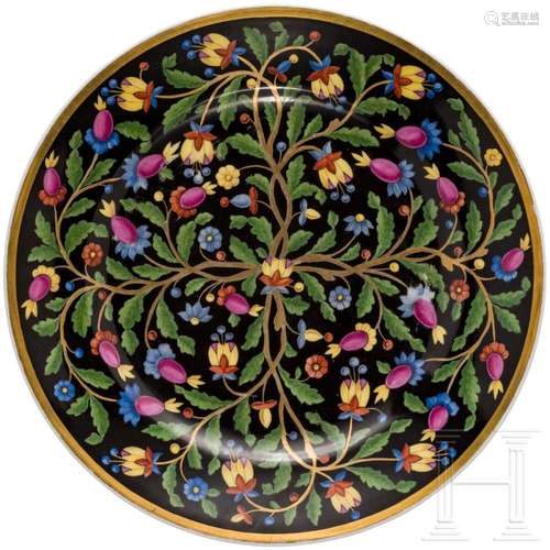 A Russian porcelain plate from a dessert service, Imperial R...