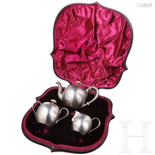 A Russian three-piece silver tea set, St. Petersburg, Aleksa...