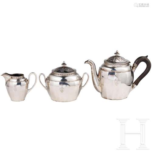 A Russian three-piece silver tea set, Riga, Master EB, 1864 ...