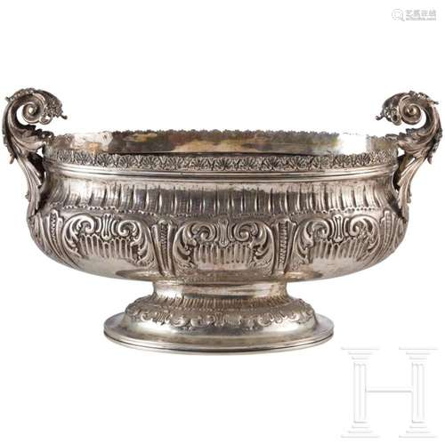 A large Russian silver centerpiece (bowl), 1881