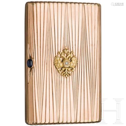 A Russian gold cigarette case, St. Petersburg, Gabriel Sakar...