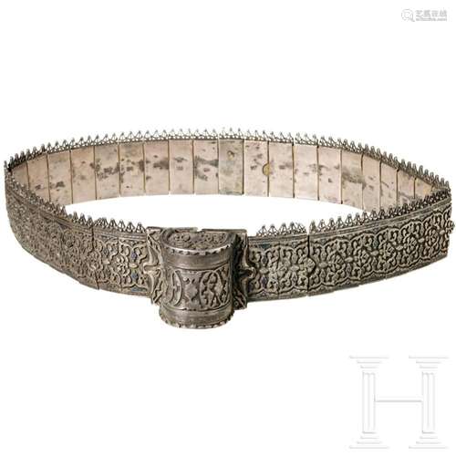 A heavy Caucasian silver and niello belt, Master "PA&qu...