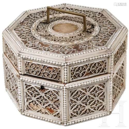 A rare-shaped bone-veneered casket, Archangelesk, 1st half o...