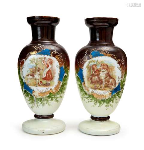 A PAIR OF OPALINE VASES, 19TH CENTURY, FRANCE