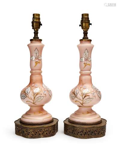 A PAIR OF BOHEMIAN LAMPS, 19TH CENTURY