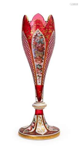 A BOHEMIAN GLASS VASE, 19TH CENTURY