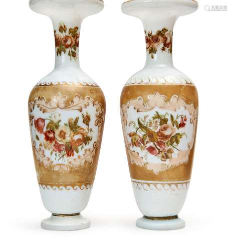 A PAIR OF OPALINE FLORAL VASES, 19TH CENTURY, FRANCE